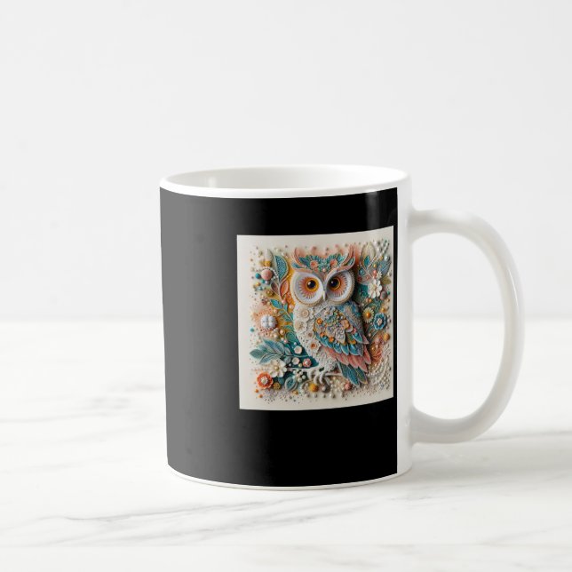 3d Owl #7 Sticker  Coffee Mug (Right)