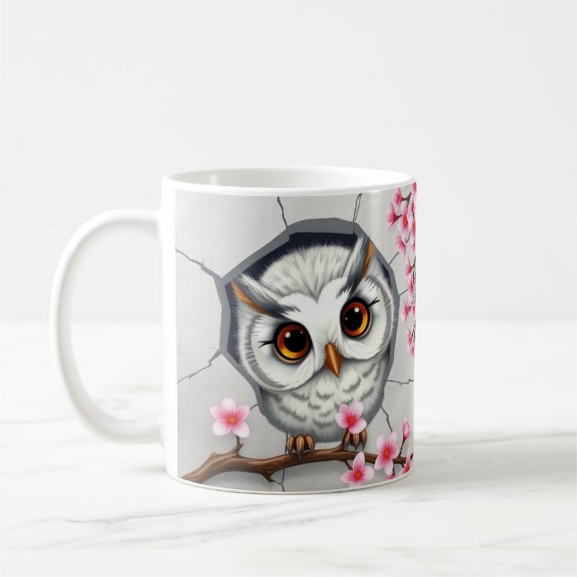 3d owl Hole In A Wall Mug Wrap design (Left)