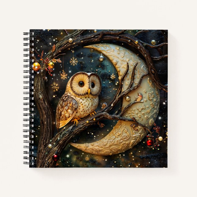 3D Owl Spiral Note/Sketchbook  Notebook (Front)