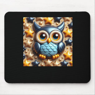 3d Owl Sticker  Mouse Mat