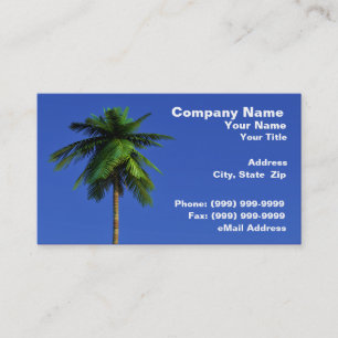 3D Palm Tree Against Clear Blue Sky Business Card