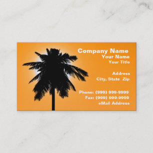 3D Palm Tree Against Sunset Coloured Sky Business Card