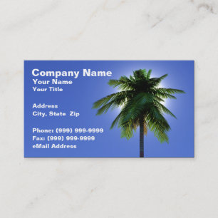 3D Palm Tree with Sun Against Clear Blue Sky Business Card
