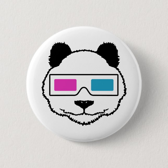 3D Panda 6 Cm Round Badge (Front)