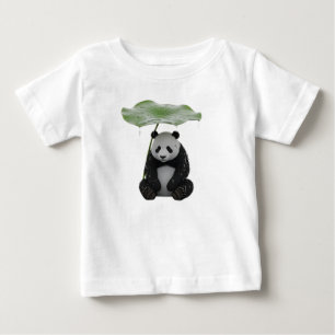 3D Panda Sheltering Under Lotus Leaf Baby T-Shirt