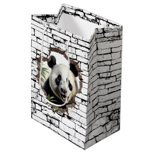 3D Panda Wall Break Art – Realistic Safari Medium Gift Bag