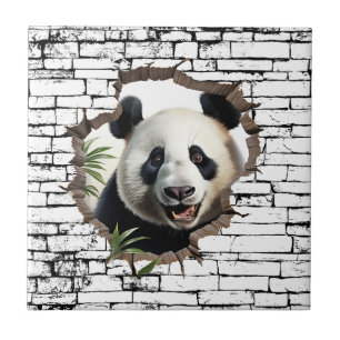 3D Panda Wall Break Art – Realistic Safari Tile