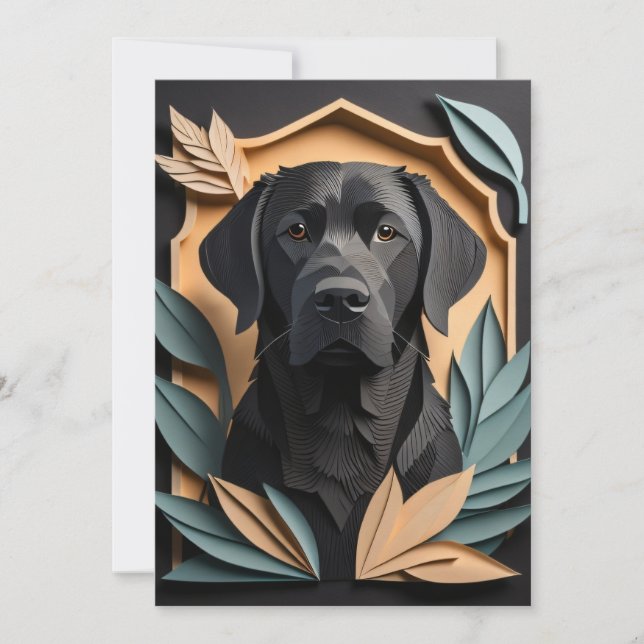 3D Paper Art Black Labrador Design T-shirt  Invitation (Front)