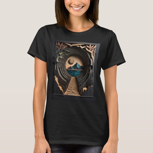 3D Paper Art Design T-shirt  (Front)