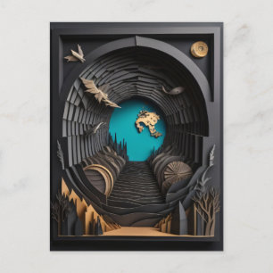 3D Paper Art Design T-shirt Postcard