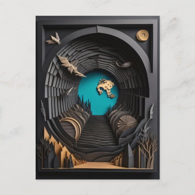 3D Paper Art Design T-shirt  Postcard (Front)