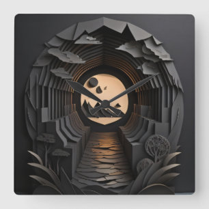 3D Paper Art Design T-shirt Square Wall Clock