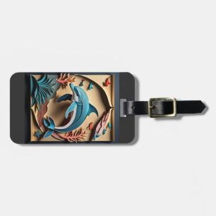 3D Paper Art Dolphin Design T-shirt Luggage Tag