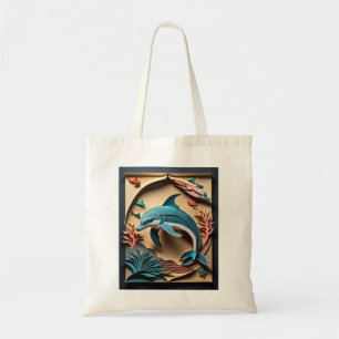 3D Paper Art Dolphin Design T-shirt Tote Bag