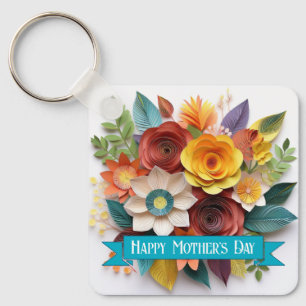 3D Paper Art Floral Mother's Day Key Ring