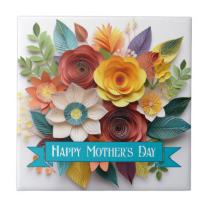 3D Paper Art Floral Mother's Day Tile