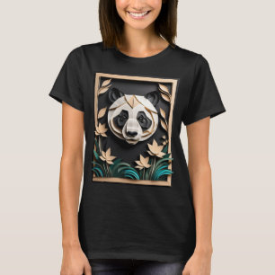 3D Paper Art Panda Design T-shirt
