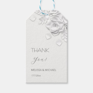 3D Paper Cut Roses Wedding Thank You Gift Tags