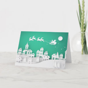 3D Paper Cut Village Holiday Card