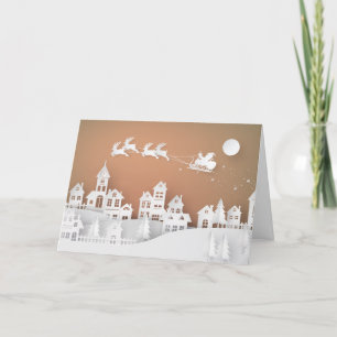 3D Paper Cut Village Holiday Card