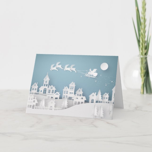 3D Paper Cut Village Holiday Card (Front)