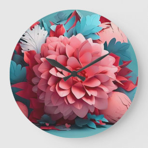 3d paper flowers large clock