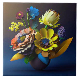 3d paper flowers tile