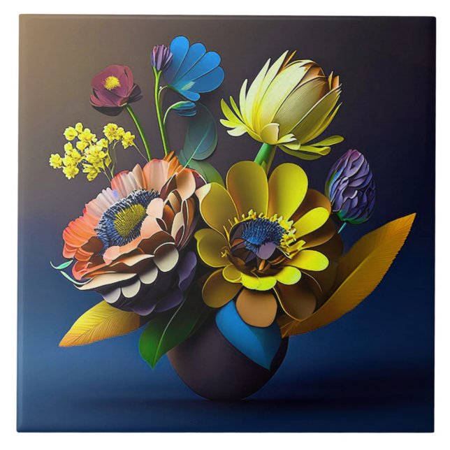 3d paper flowers tile (Front)