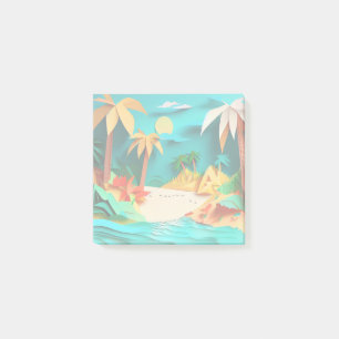 3D Papercraft Tropical Beach Post-it Notes