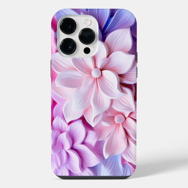 3D Pastel Flower Pattern iPhone Case (Back)