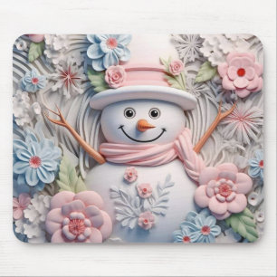 3D Pastel Snowman Mouse Mat
