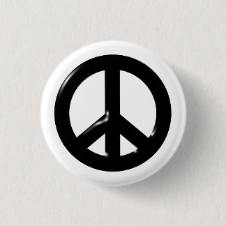 3D Peace Symbol Black 3 Cm Round Badge
