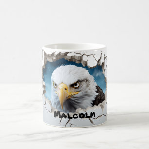 3D Personalised Name Winter American Bald Eagle  Coffee Mug