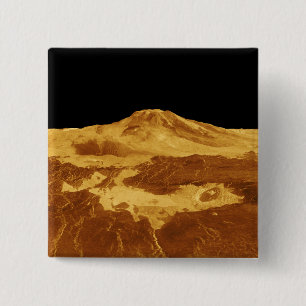 3D Perspective View of Maat Mons on Venus 15 Cm Square Badge