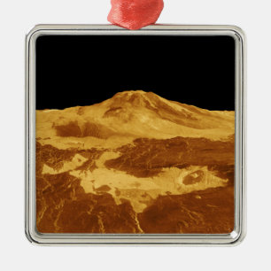 3D Perspective View of Maat Mons on Venus Metal Tree Decoration