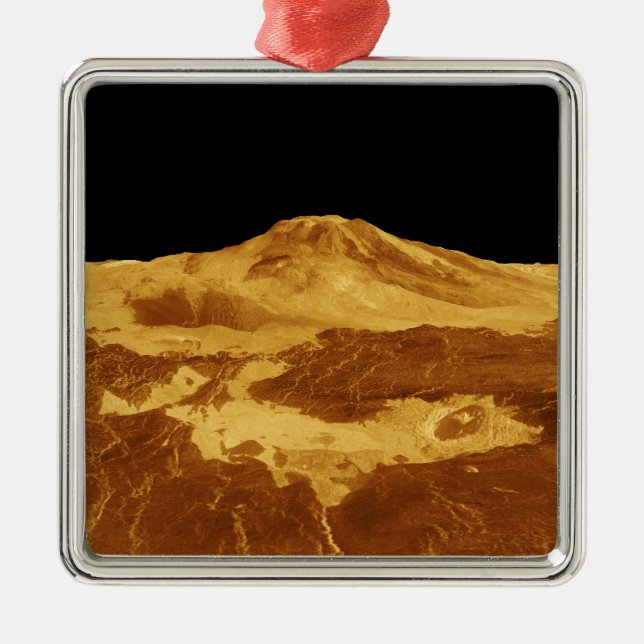 3D Perspective View of Maat Mons on Venus Metal Tree Decoration (Front)