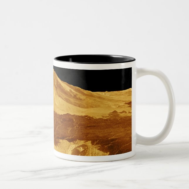 3D Perspective View of Maat Mons on Venus Two-Tone Coffee Mug (Right)