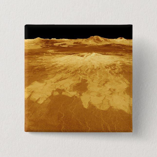 3D Perspective View of Sapas Mons on Venus 15 Cm Square Badge (Front)