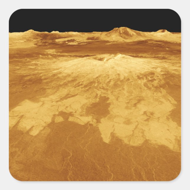 3D Perspective View of Sapas Mons on Venus Square Sticker (Front)