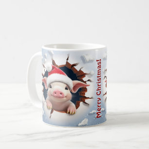 3D Piglet Christmas  Coffee Mug