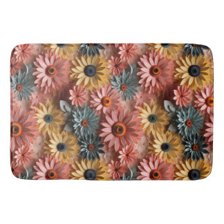 3d pink and blue daisies Bath Mat