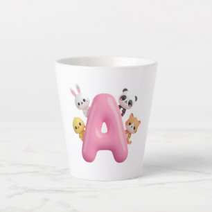 3D Pink Balloon Letter A Ceramic Latte Mug