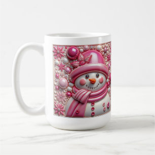 3D Pink Christmas Snowman Coffee Mug