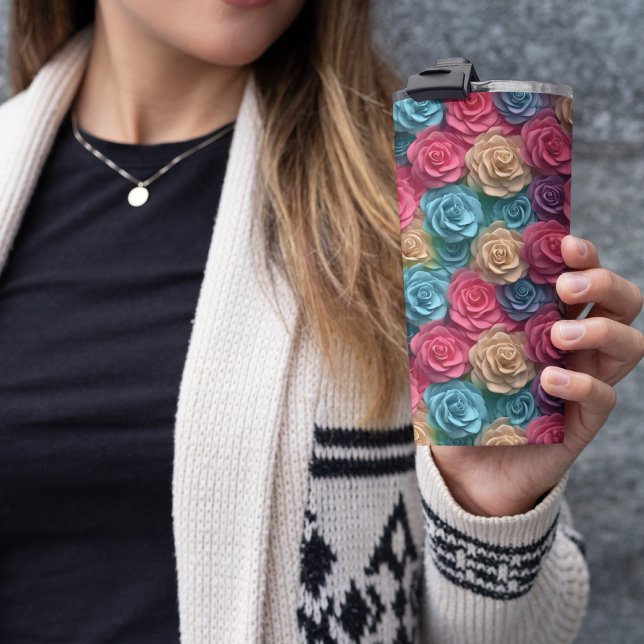 3D Pink Floral Thermal Tumbler (3D Pink Floral Thermal Tumbler)