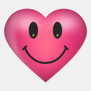 3D Pink Heart Happy Heart Sticker