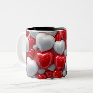 3D Pink heart Two-Tone Coffee Mug