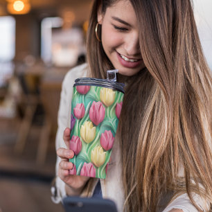 3D Pink Pastel Floral Thermal Tumbler