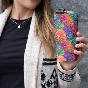 3D Pink Pastel Floral Thermal Tumbler