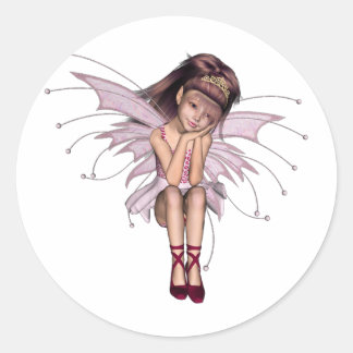 3D Pink Pixie 3 Classic Round Sticker
