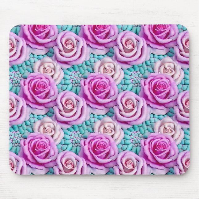 3D Pink Roses Mouse Mat (Front)